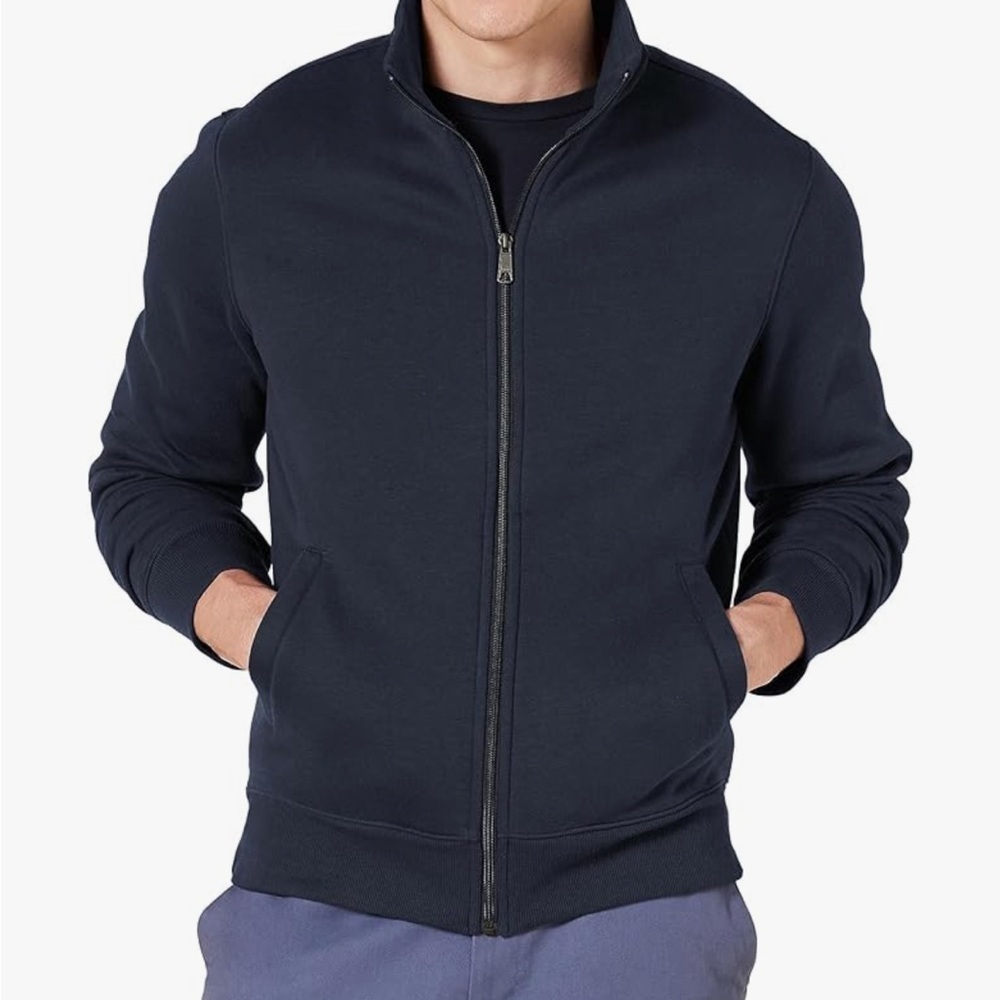 Amazon Essentials Black Zip Up  Jacket with Ribbed Cuffs
